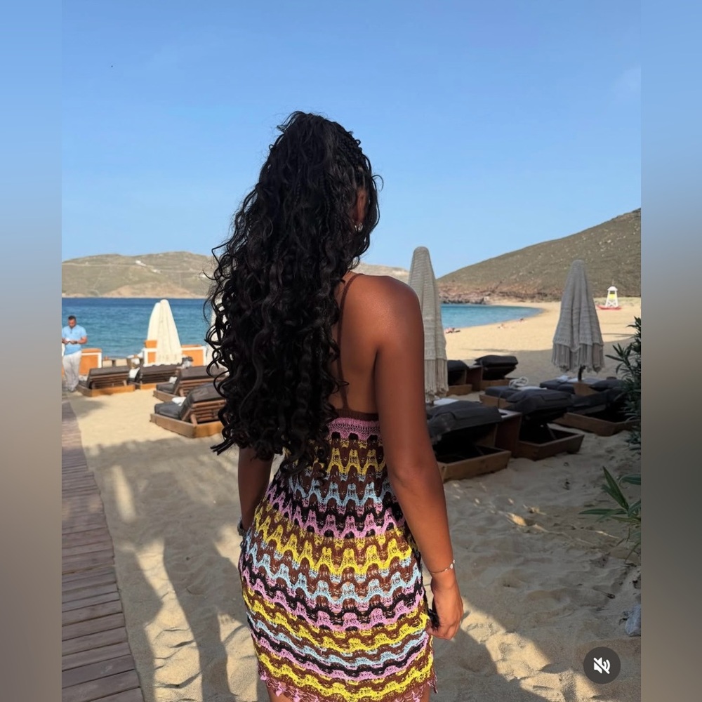 Zara multicolor boho Knitter  Crochet Beach summer vacation Dress - Picture 7 of 11